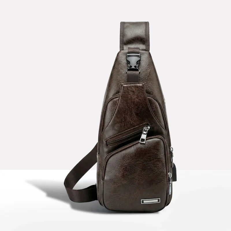 Leather Crossbody Bag with Anti-Theft Design