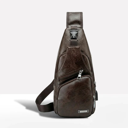 Leather Crossbody Bag with Anti-Theft Design