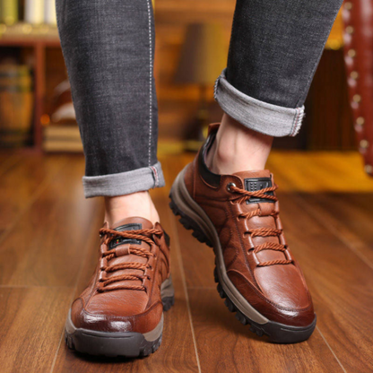Men's Hand-Sewn Leather Casual Shoes Orthopedic Support