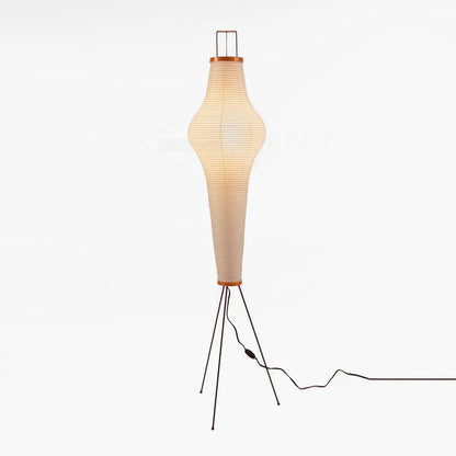 Rice Paper Floor Lamp with Metal Frame for Modern Indoor Spaces