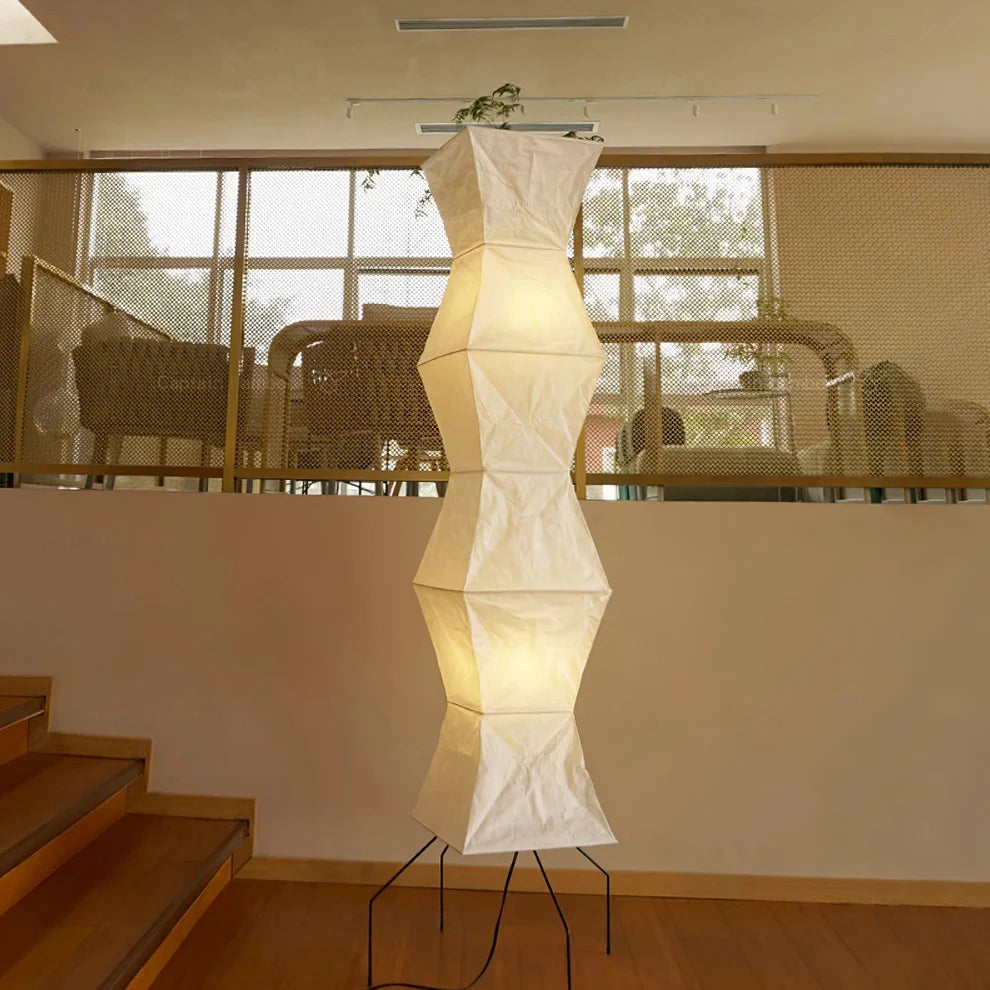 Rice Paper Floor Lamp with Metal Frame for Modern Indoor Spaces