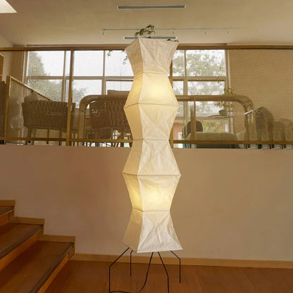 Rice Paper Floor Lamp with Metal Frame for Modern Indoor Spaces