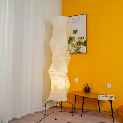 Rice Paper Floor Lamp with Metal Frame for Modern Indoor Spaces
