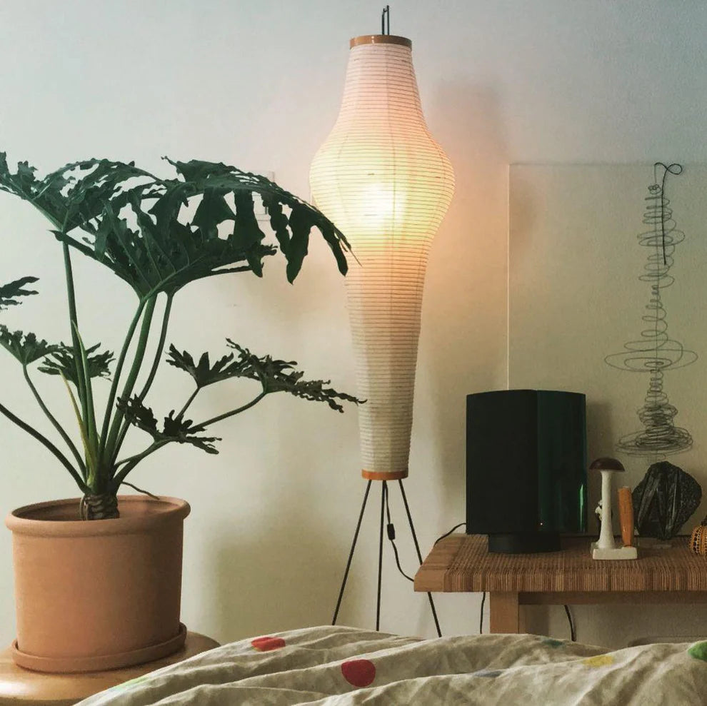 Rice Paper Floor Lamp with Metal Frame for Modern Indoor Spaces