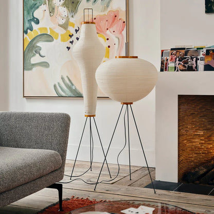 Rice Paper Floor Lamp with Metal Frame for Modern Indoor Spaces