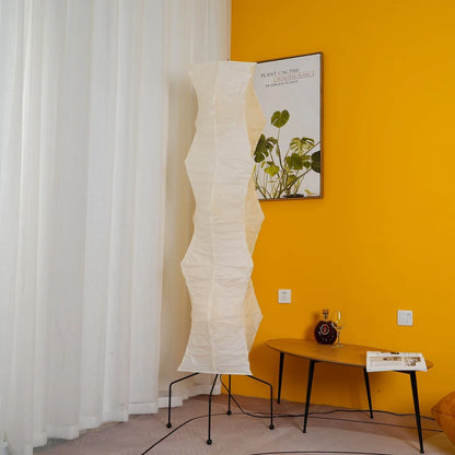 Rice Paper Floor Lamp with Metal Frame for Modern Indoor Spaces