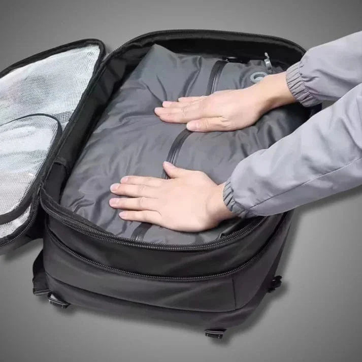 Expandable Vacuum Compression Backpack, Waterproof Travel Bag with Lock