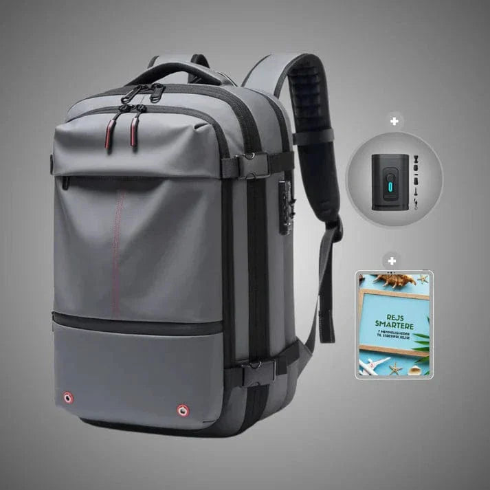 Expandable Vacuum Compression Backpack, Waterproof Travel Bag with Lock