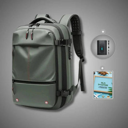 Expandable Vacuum Compression Backpack, Waterproof Travel Bag with Lock