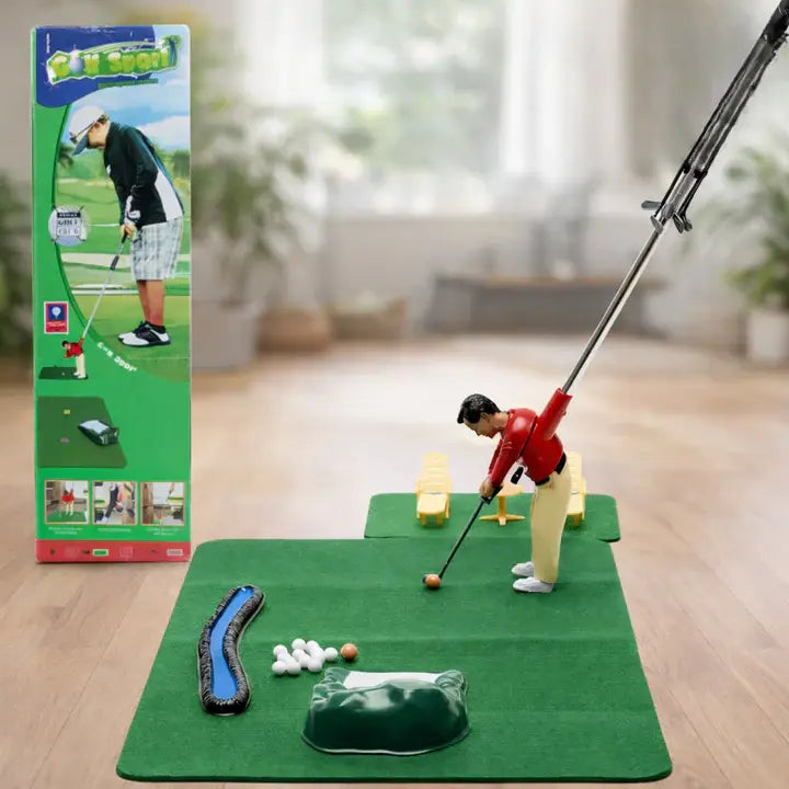 Indoor Mini Golf Set with 6 Clubs and Adjustable Course Layout