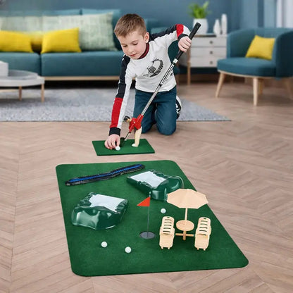 Indoor Mini Golf Set with 6 Clubs and Adjustable Course Layout