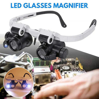 LED Magnifier Headset with 8x 15x 23x Interchangeable Lenses and Dual Adjustable Lights