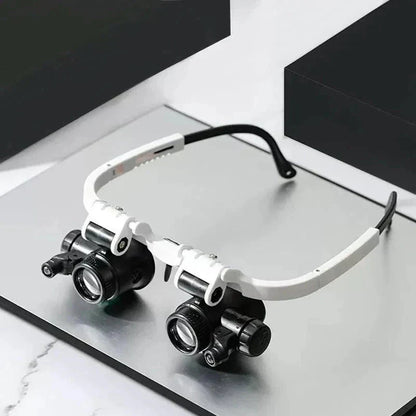 LED Magnifier Headset with 8x 15x 23x Interchangeable Lenses and Dual Adjustable Lights