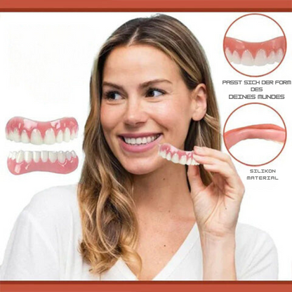 Adjustable Silicone Denture Set with Upper and Lower Pieces for Natural Fit