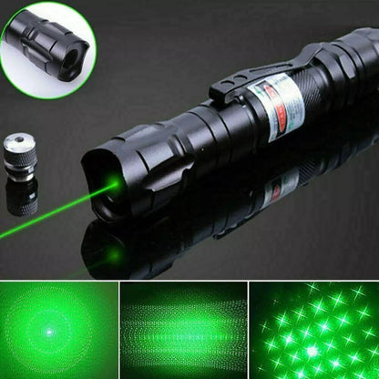 Green Laser Pointer with 2000 Meter Range and Rechargeable Battery, Aluminum Construction