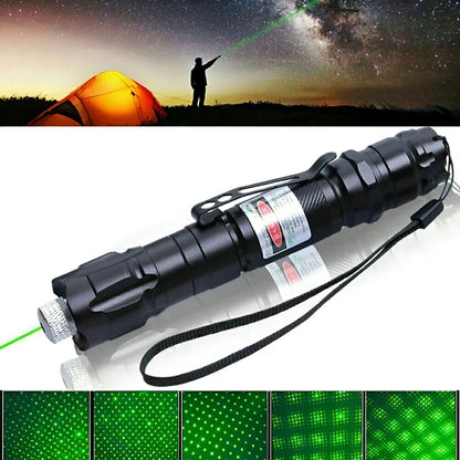 Green Laser Pointer with 2000 Meter Range and Rechargeable Battery, Aluminum Construction