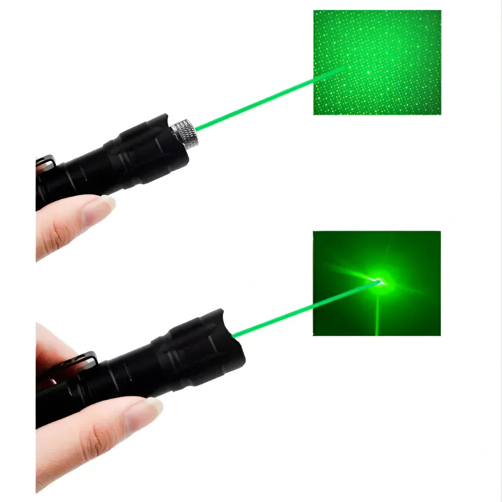 Green Laser Pointer with 2000 Meter Range and Rechargeable Battery, Aluminum Construction
