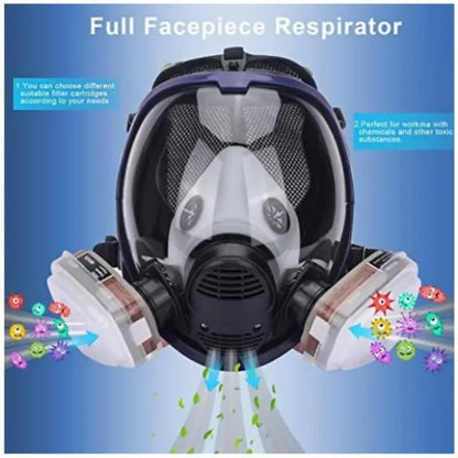 Full Face Respirator Mask with Polycarbonate Visor and Replaceable Filter Cartridges