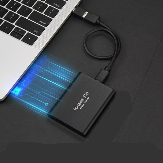 External SSD Drive with Universal Port and Cross-Platform Compatibility, Compact Slim Design