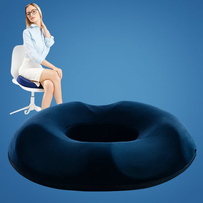 Memory Foam Donut Shape Seat Cushion with Center Opening and Washable Cover for Office, Travel, Home