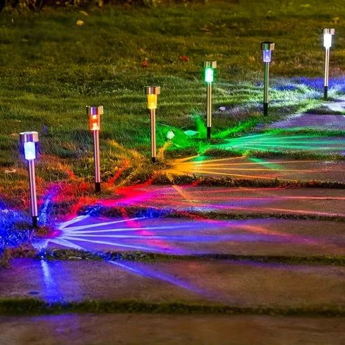 Solar Pathway Stake Lights for Garden and Yard Decor, 10 Piece