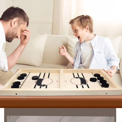 Wooden Puck Game with Center Gate and Fast-Paced Action for Kids Ages 3+