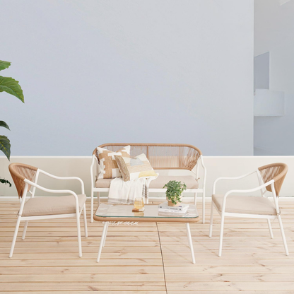 Calira Outdoor Set with 3 Chairs and Table – Beige & Light Brown