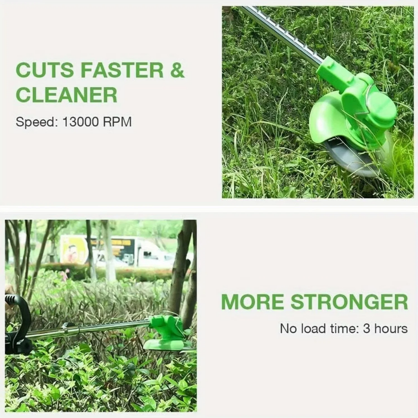 Cordless Grass Trimmer 600W with 8 Blades and 2 Batteries