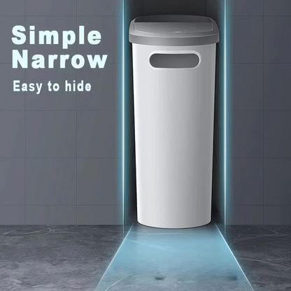 Streamlined Space Saving Trash Can with Easy Press Top Lid