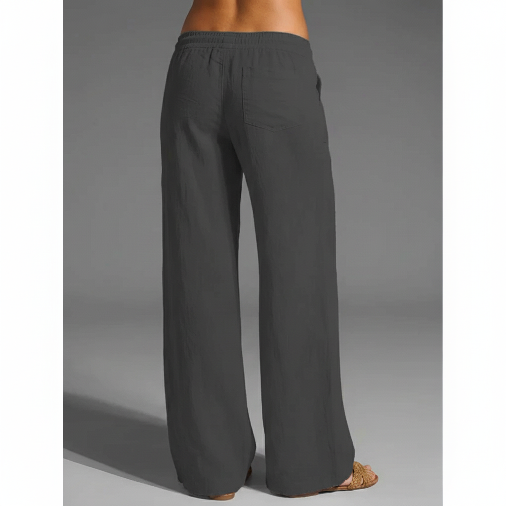 Women's Linen Cotton Trousers with Elastic Waist and Loose Fit, Breathable Summer Pants