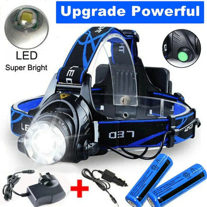 High-Power LED Headlamp with Rechargeable Battery