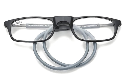 Magnetic Reading Glasses with Neck Loop and Split Bridge Design