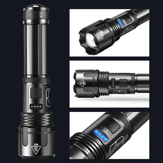 Rechargeable Heavy-Duty Pocket Flashlight with LED Pointer Mode