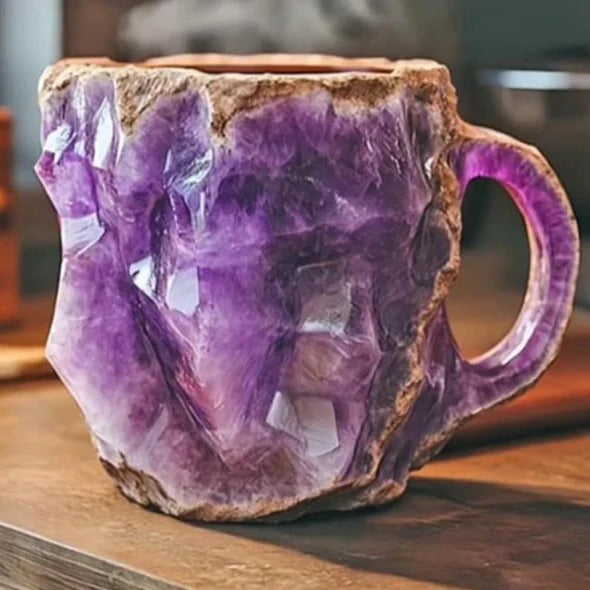 Clear Crystal Coffee Mug with Modern Mineral Glass Look