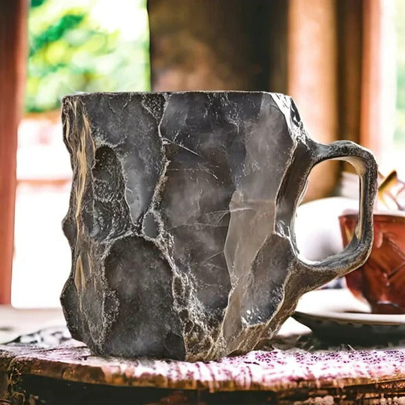 Clear Crystal Coffee Mug with Modern Mineral Glass Look