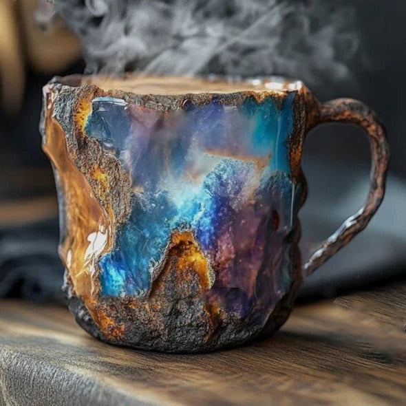 Clear Crystal Coffee Mug with Modern Mineral Glass Look