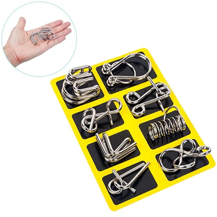 Metal Puzzle Ring Brain Teaser Set of 8 for Adults and Kids