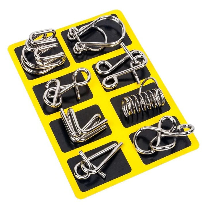 Metal Puzzle Ring Brain Teaser Set of 8 for Adults and Kids
