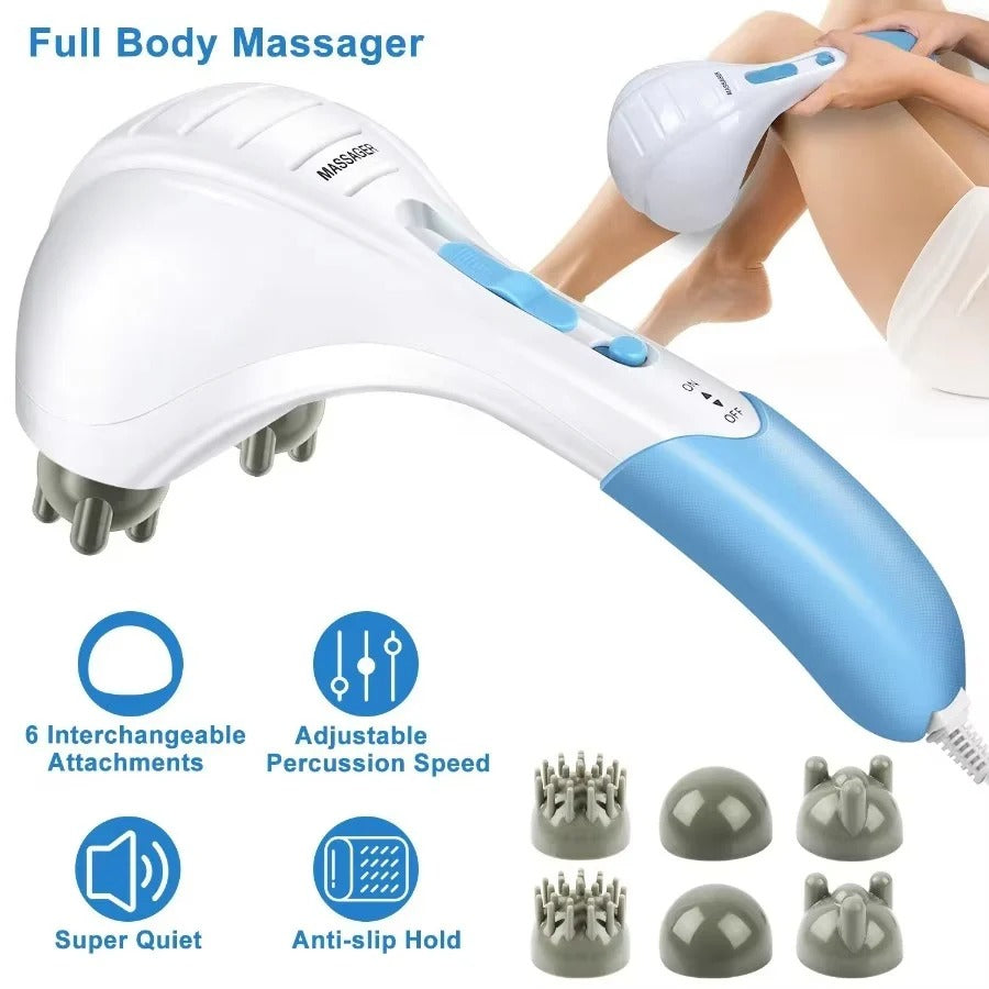 Electric Handheld Percussion Massager with Dual Heads