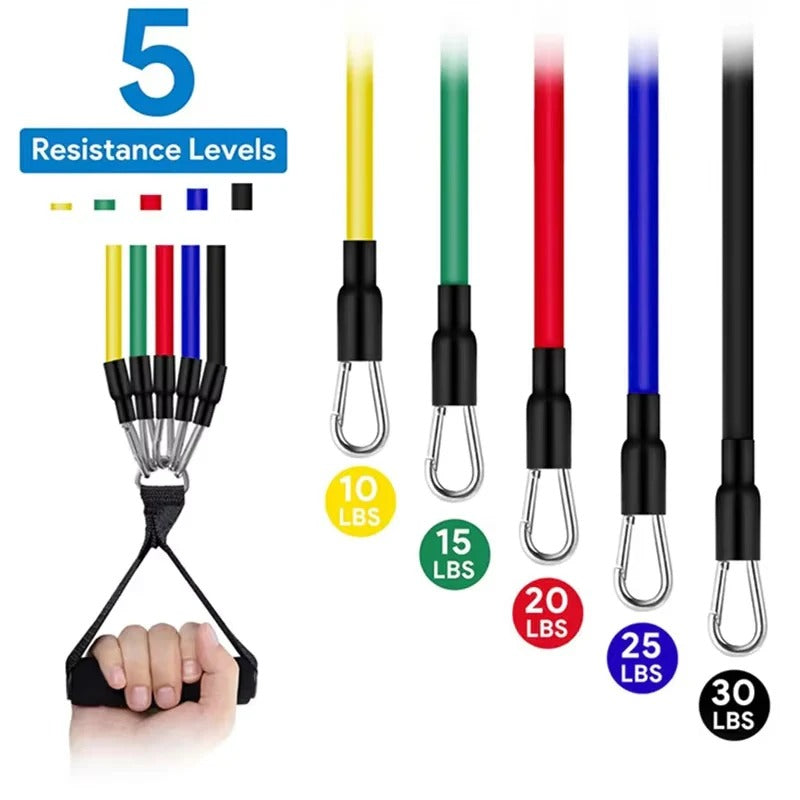 Resistance Band Set with Ankle Straps, Handles, and Carry Bag