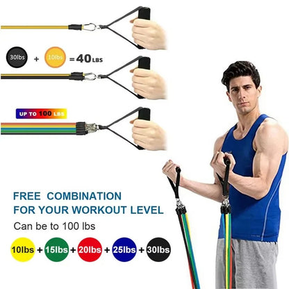 Resistance Band Set with Ankle Straps, Handles, and Carry Bag
