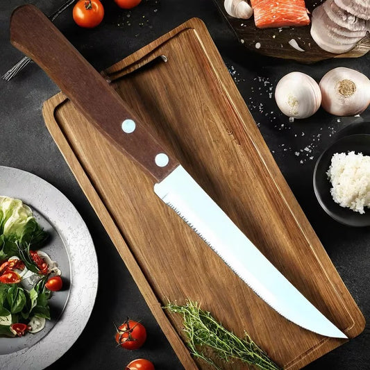 Stainless Steel Steak Knives with Wooden Handles