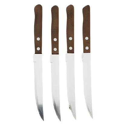 Stainless Steel Steak Knives with Wooden Handles