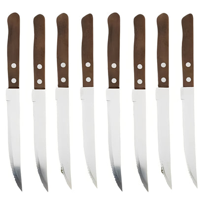 Stainless Steel Steak Knives with Wooden Handles