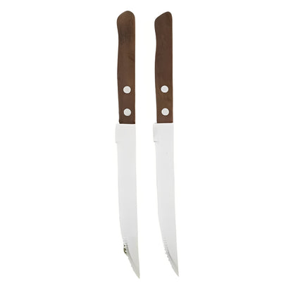 Stainless Steel Steak Knives with Wooden Handles