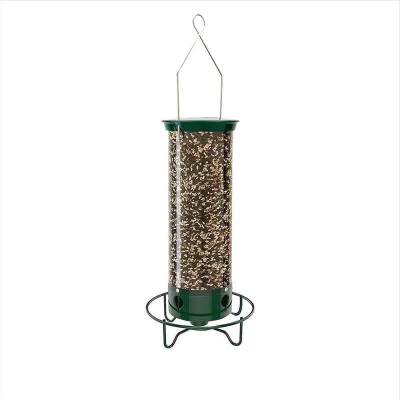 Durable Metal Bird Feeder with Window Mount and Rotating Perch System