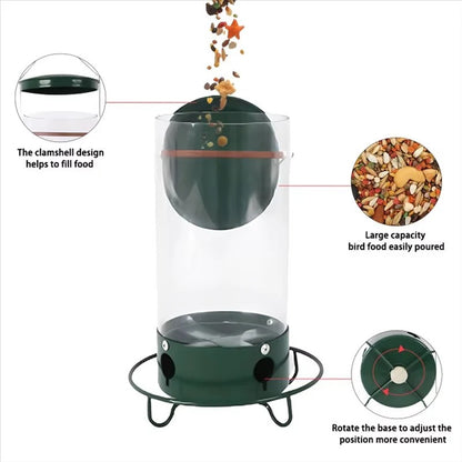 Durable Metal Bird Feeder with Window Mount and Rotating Perch System