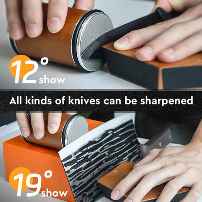 Rolling Knife Sharpener with 12° and 20° Magnetic Guides