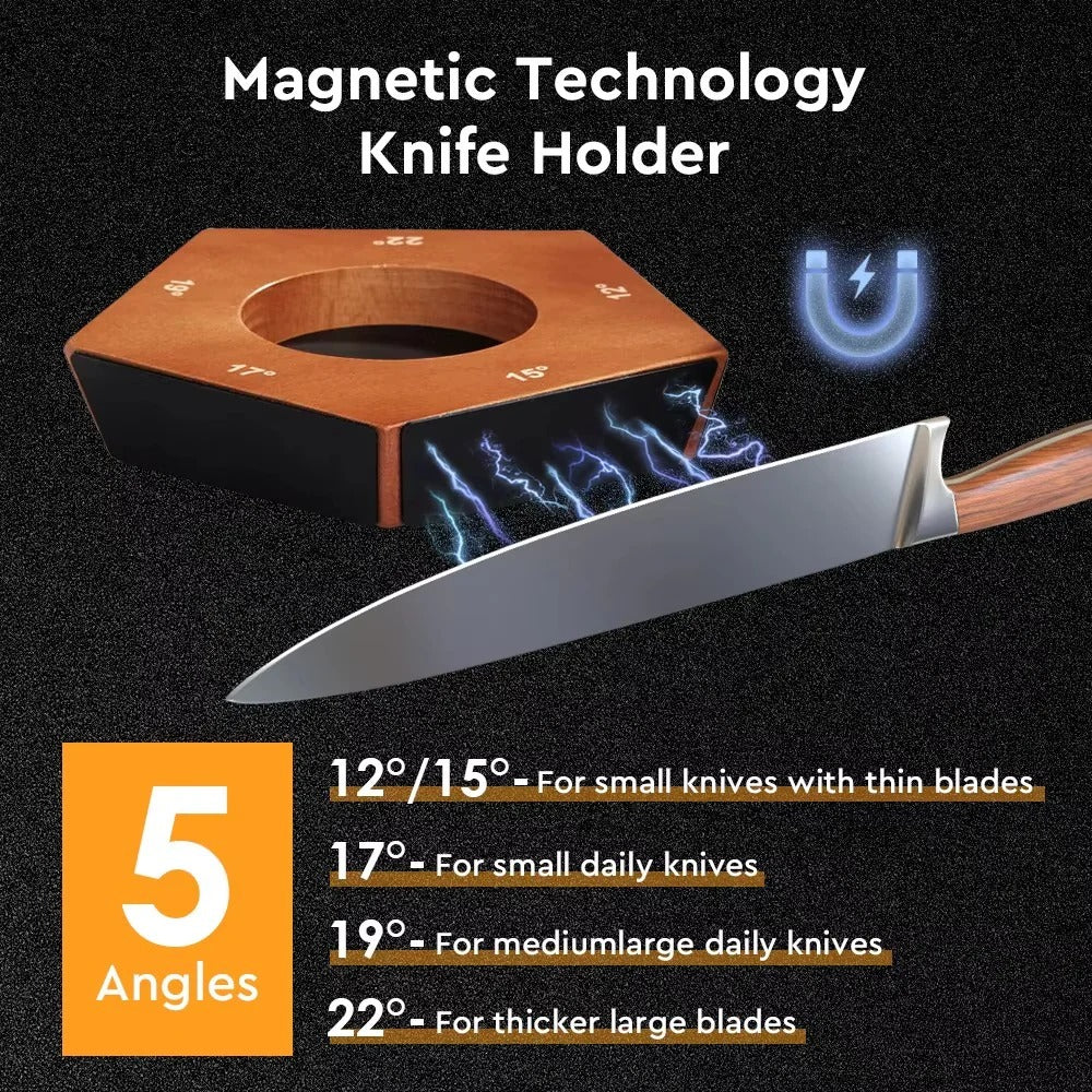 Rolling Knife Sharpener with 12° and 20° Magnetic Guides