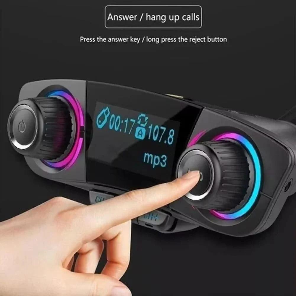 Bluetooth 5.0 Car Radio Transmitter with LED Display, Dual USB